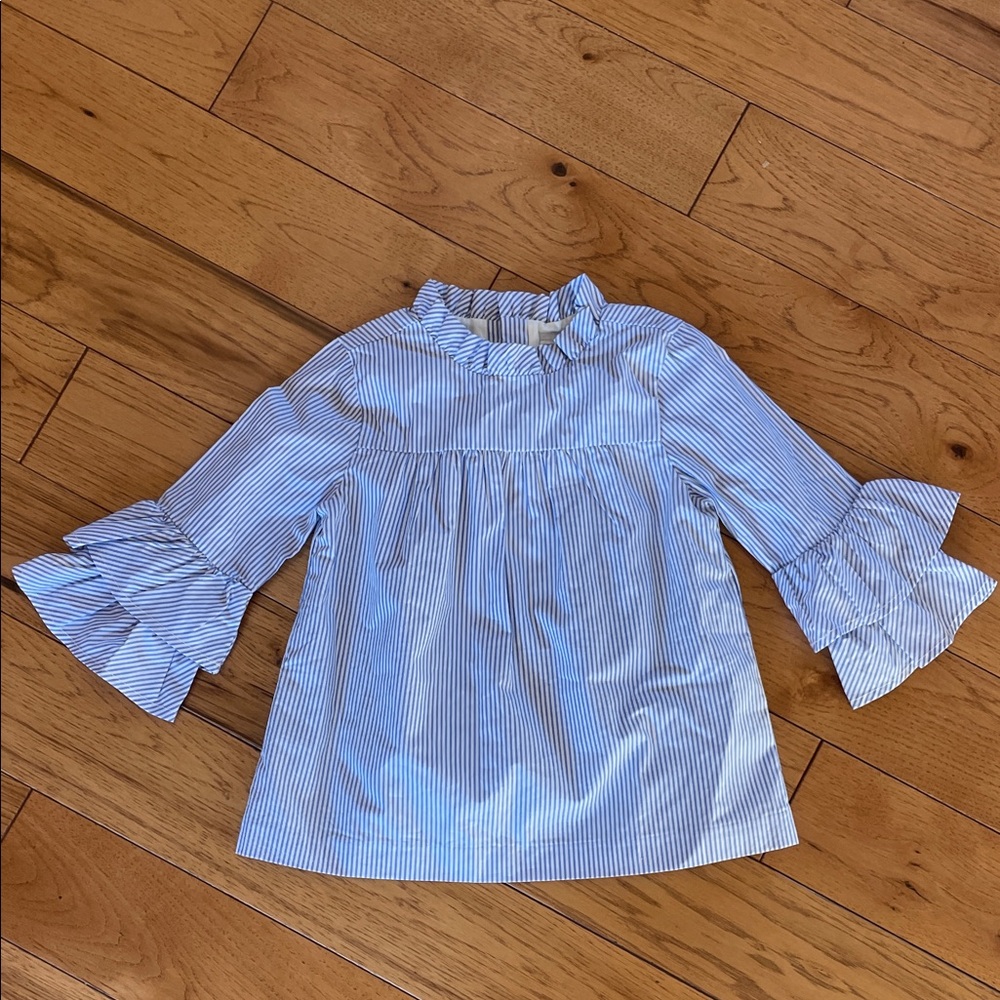 Janie and Jack Striped Blouse with Ruffle Sleeves size 5